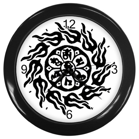 OMPH B&W Wall Clock (Black with 4 black numbers) from ArtsNow.com Front