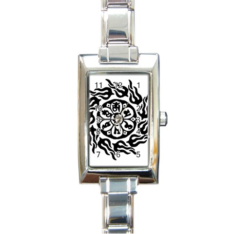 OMPH B&W Rectangular Italian Charm Watch from ArtsNow.com Front