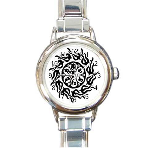 OMPH B&W Round Italian Charm Watch from ArtsNow.com Front