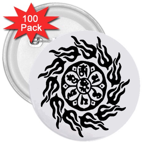 OMPH B&W 3  Button (100 pack) from ArtsNow.com Front