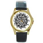 OMPH B&W Round Gold Metal Watch