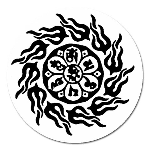 OMPH B&W Magnet 5  (Round) from ArtsNow.com Front