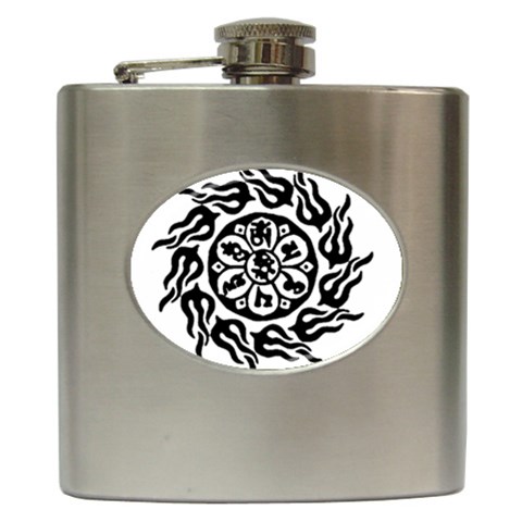 OMPH B&W Hip Flask (6 oz) from ArtsNow.com Front