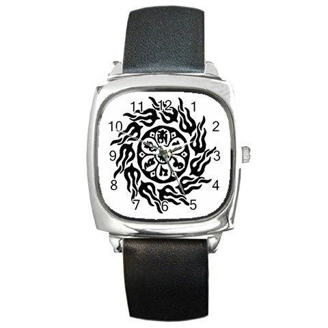 OMPH B&W Square Metal Watch from ArtsNow.com Front