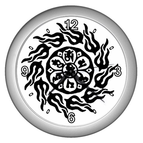 OMPH B&W Wall Clock (Silver with 4 white numbers) from ArtsNow.com Front