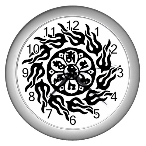 OMPH B&W Wall Clock (Silver with 12 black numbers) from ArtsNow.com Front