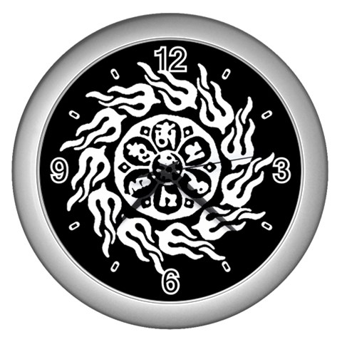 OMPH W&B Wall Clock (Silver with 4 black numbers) from ArtsNow.com Front