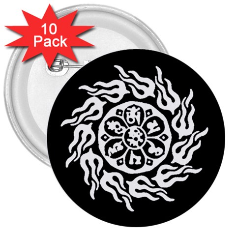 OMPH W&B 3  Button (10 pack) from ArtsNow.com Front