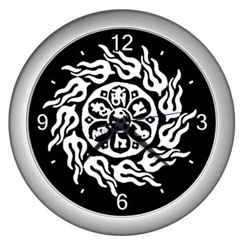 OMPH W&B Wall Clock (Silver with 4 white numbers) from ArtsNow.com Front