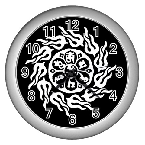 OMPH W&B Wall Clock (Silver with 12 black numbers) from ArtsNow.com Front