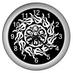 OMPH W&B Wall Clock (Silver with 12 white numbers)