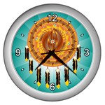 Cheyenne  Wall Clock (Silver with 4 white numbers)