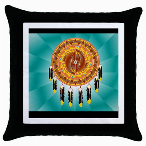 Cheyenne Throw Pillow Case (Black) from ArtsNow.com Front