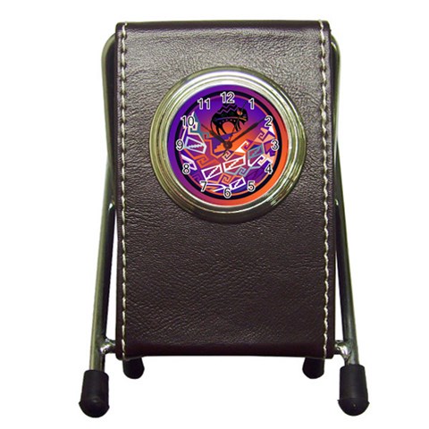 Comanche Pen Holder Desk Clock from ArtsNow.com Front