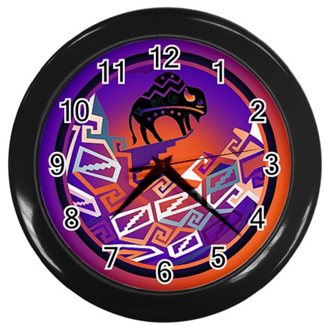 Comanche Wall Clock (Black with 12 black numbers) from ArtsNow.com Front