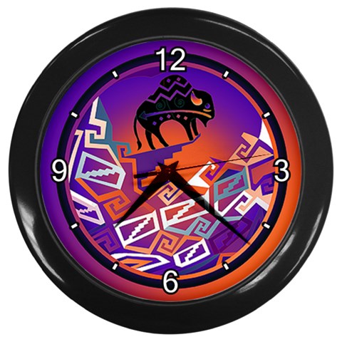 Comanche Wall Clock (Black with 4 white numbers) from ArtsNow.com Front