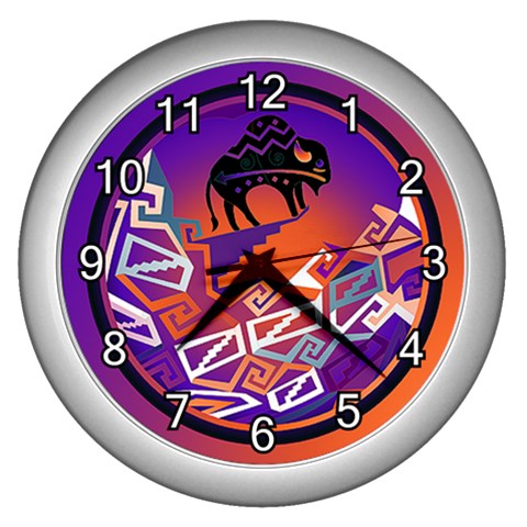 Comanche Wall Clock (Silver with 12 white numbers) from ArtsNow.com Front