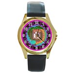 Mayan Round Gold Metal Watch