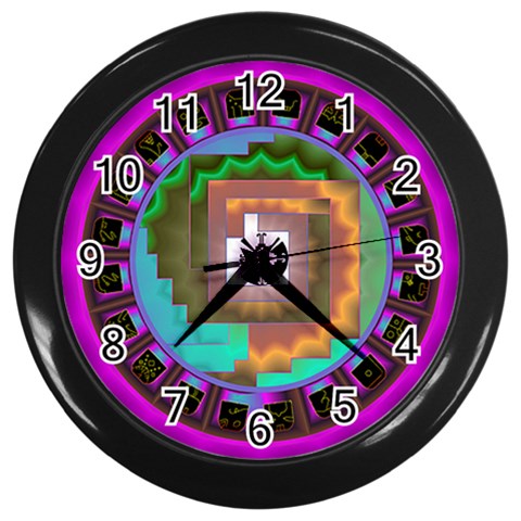 Mayan Wall Clock (Black with 12 black numbers) from ArtsNow.com Front