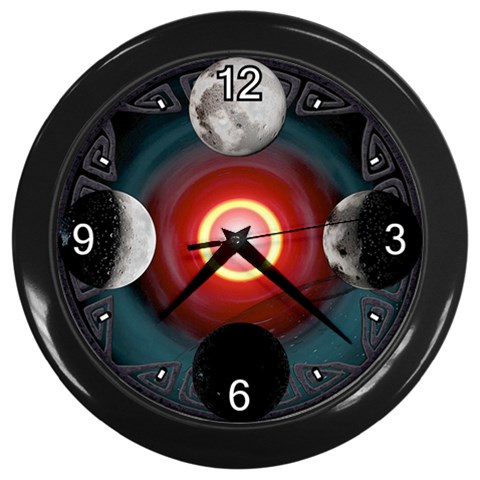 4 Moons Wall Clock (Black with 4 white numbers) from ArtsNow.com Front