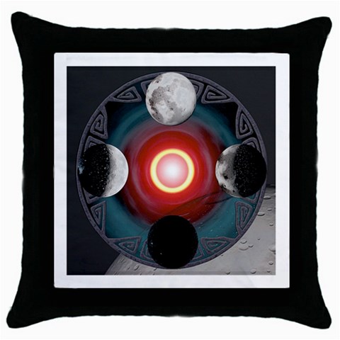 4 Moons Throw Pillow Case (Black) from ArtsNow.com Front