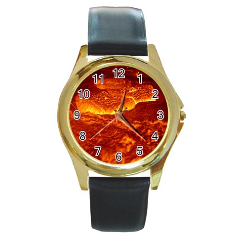 Lava Round Gold Metal Watch from ArtsNow.com Front