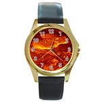 Lava Round Gold Metal Watch