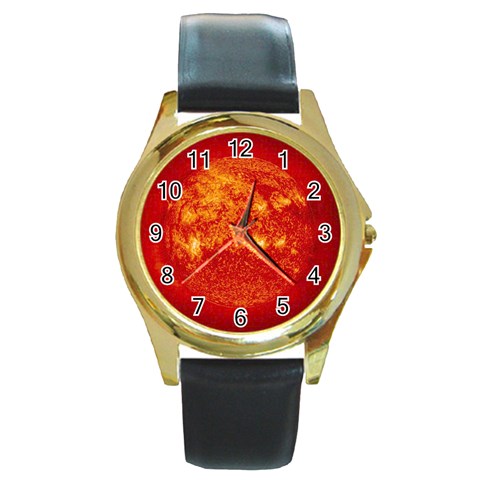 Sun Round Gold Metal Watch from ArtsNow.com Front