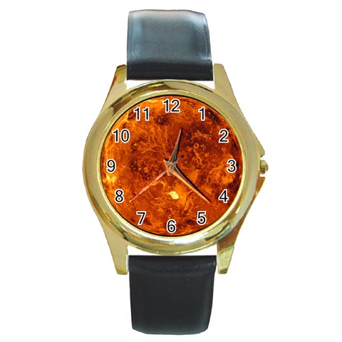 Sun2 Round Gold Metal Watch from ArtsNow.com Front