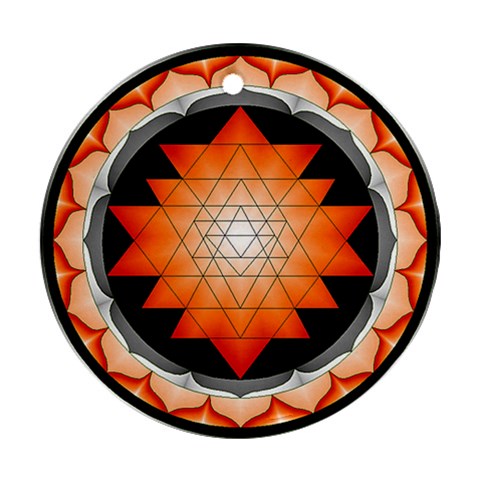 Orange_Sri_Yantra Ornament (Round) from ArtsNow.com Front