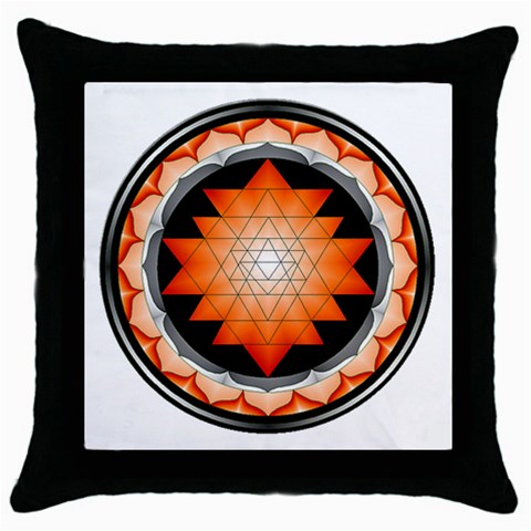 Orange_Sri_Yantra Throw Pillow Case (Black) from ArtsNow.com Front