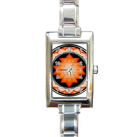 Orange_Sri_Yantra Rectangular Italian Charm Watch from ArtsNow.com Front