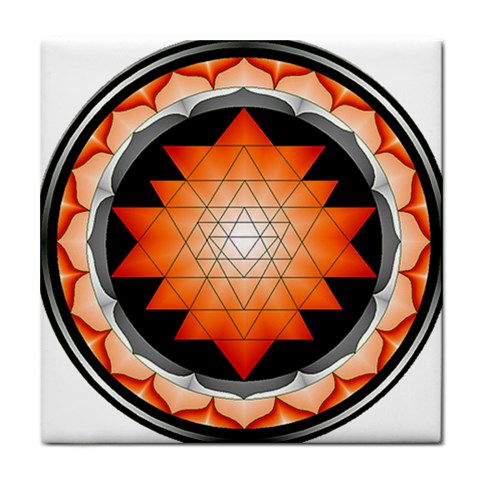 Orange_Sri_Yantra Tile Coaster from ArtsNow.com Front