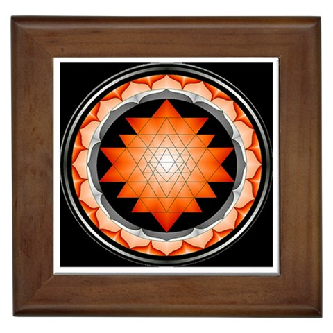 Orange_Sri_Yantra Framed Tile from ArtsNow.com Front