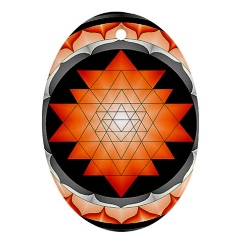 Orange_Sri_Yantra Ornament (Oval) from ArtsNow.com Front