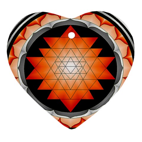 Orange_Sri_Yantra Ornament (Heart) from ArtsNow.com Front