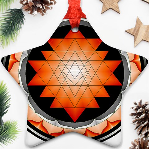 Orange_Sri_Yantra Ornament (Star) from ArtsNow.com Front