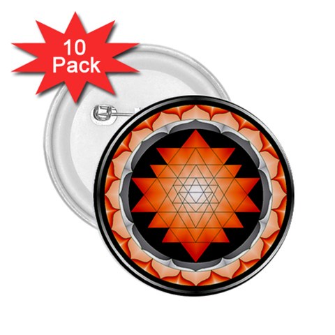 Orange_Sri_Yantra 2.25  Button (10 pack) from ArtsNow.com Front