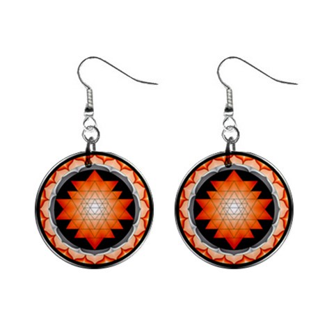 Orange_Sri_Yantra 1  Button Earrings from ArtsNow.com Front