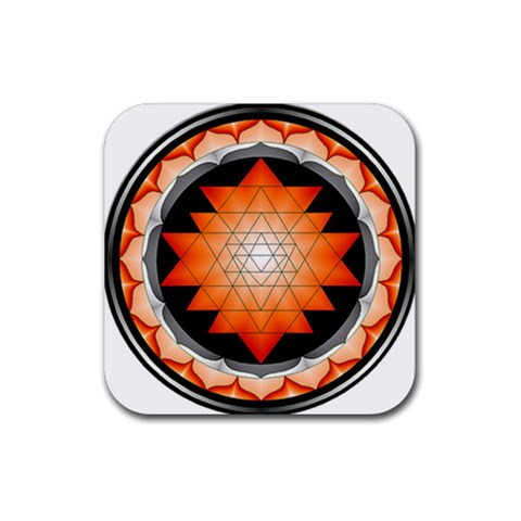 Orange_Sri_Yantra Rubber Coaster (Square) from ArtsNow.com Front