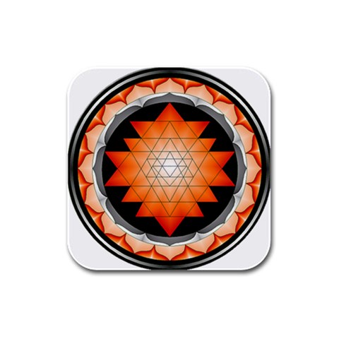 Orange_Sri_Yantra Rubber Square Coaster (4 pack) from ArtsNow.com Front