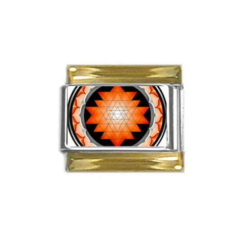 Orange_Sri_Yantra Gold Trim Italian Charm (9mm) from ArtsNow.com Front