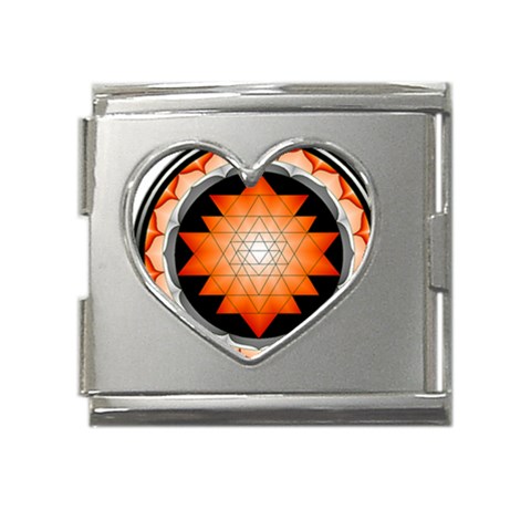 Orange_Sri_Yantra Mega Link Heart Italian Charm (18mm) from ArtsNow.com Front