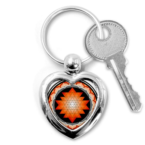 Orange_Sri_Yantra Key Chain (Heart) from ArtsNow.com Front