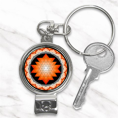 Orange_Sri_Yantra Nail Clippers Key Chain from ArtsNow.com Front