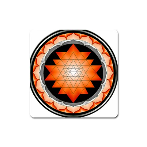 Orange_Sri_Yantra Magnet (Square) from ArtsNow.com Front