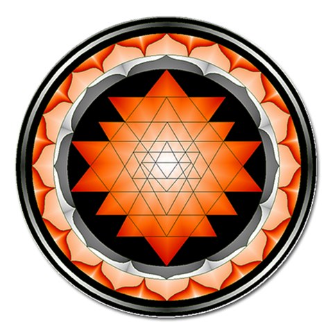 Orange_Sri_Yantra Magnet 5  (Round) from ArtsNow.com Front