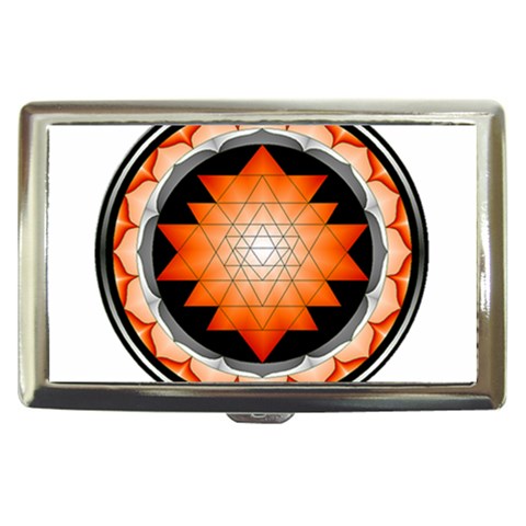 Orange_Sri_Yantra Cigarette Money Case from ArtsNow.com Front