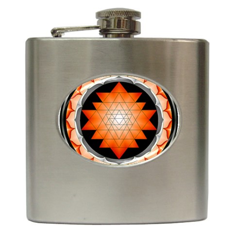 Orange_Sri_Yantra Hip Flask (6 oz) from ArtsNow.com Front