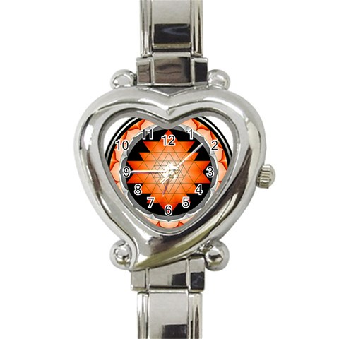 Orange_Sri_Yantra Heart Italian Charm Watch from ArtsNow.com Front